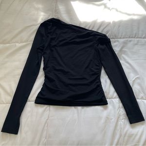 Abercrombie Long-Sleeve Asymmetrical Off-The-Shoulder Draped Top